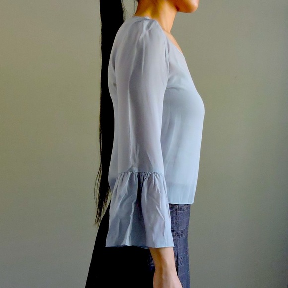 Babaton Light Blue Blouse with Bell Sleeves, Size XXS - Picture 3 of 9